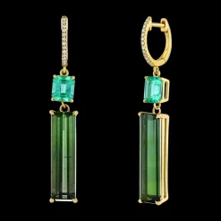 Muzo Emerald & Tourmaline Drop Earrings