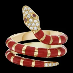 Nouvelle Serpent Red Enamel Coil Ring