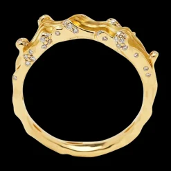 Olive Quartz Wave Stackable Ring