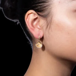 Pearl and Diamond Chappy Huggie Hoop Earrings