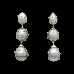 Pearl Trio Spike Earrings
