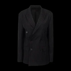 Pinstripe Double-Breasted Black Blazer