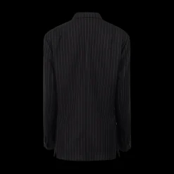 Pinstripe Double-Breasted Black Blazer