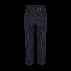 Pinstriped Backstrap Cropped Trousers