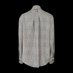 Plaid Tie Neck Silk Shirt