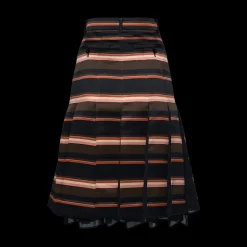 Pleated Horizontal Stripe Skirt