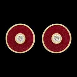 Red Small Discs Earrings