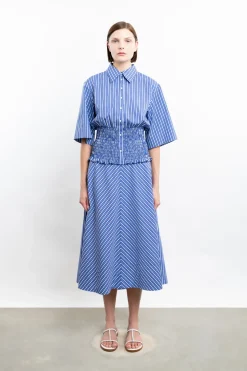 Smocked Button-Up Top