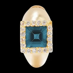 Square London Blue Topaz Huggie (Single)