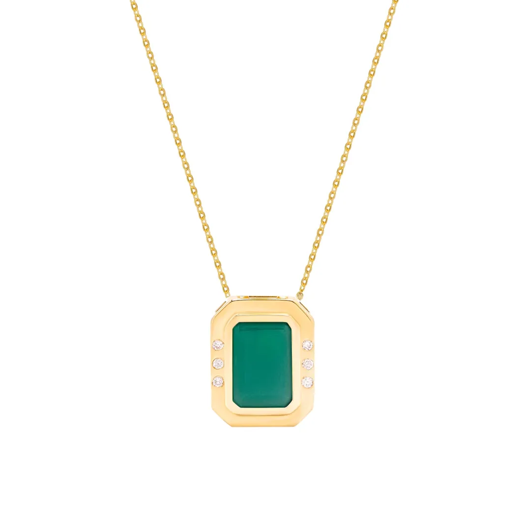 Stones of Wisdom Octagon Green Onyx Necklace
