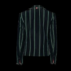 Striped Raw-Edge Blazer