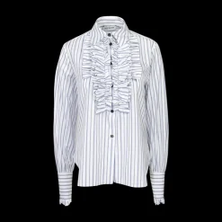 Striped Ruffle-Front Shirt