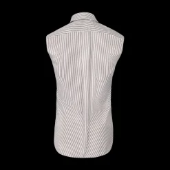 Striped Ruffle-Front Sleeveless Shirt