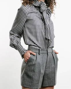 Striped Wool Tailored Shorts