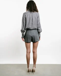 Striped Wool Tailored Shorts