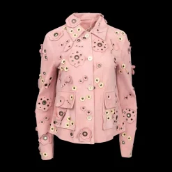 Suede Flower Appliqué Jacket