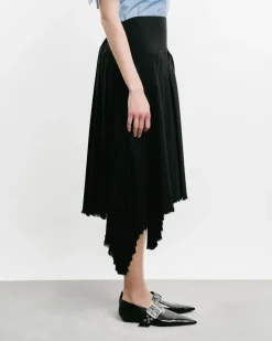 Wool Canvas Pleated Skirt