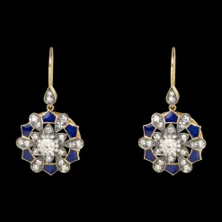 Yellow Gold Drop Flower Earrings
