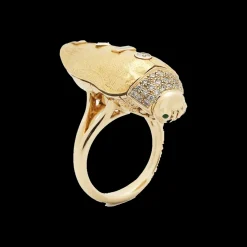 Yellow Gold Scarab Pop Art Diamond Ring